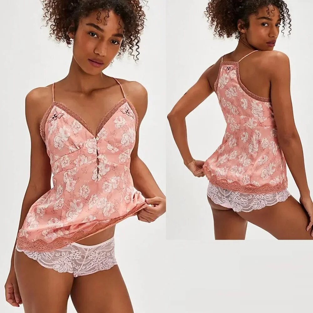 NWT New Free People Night Special Tangerine Combo Cami Top Size L
